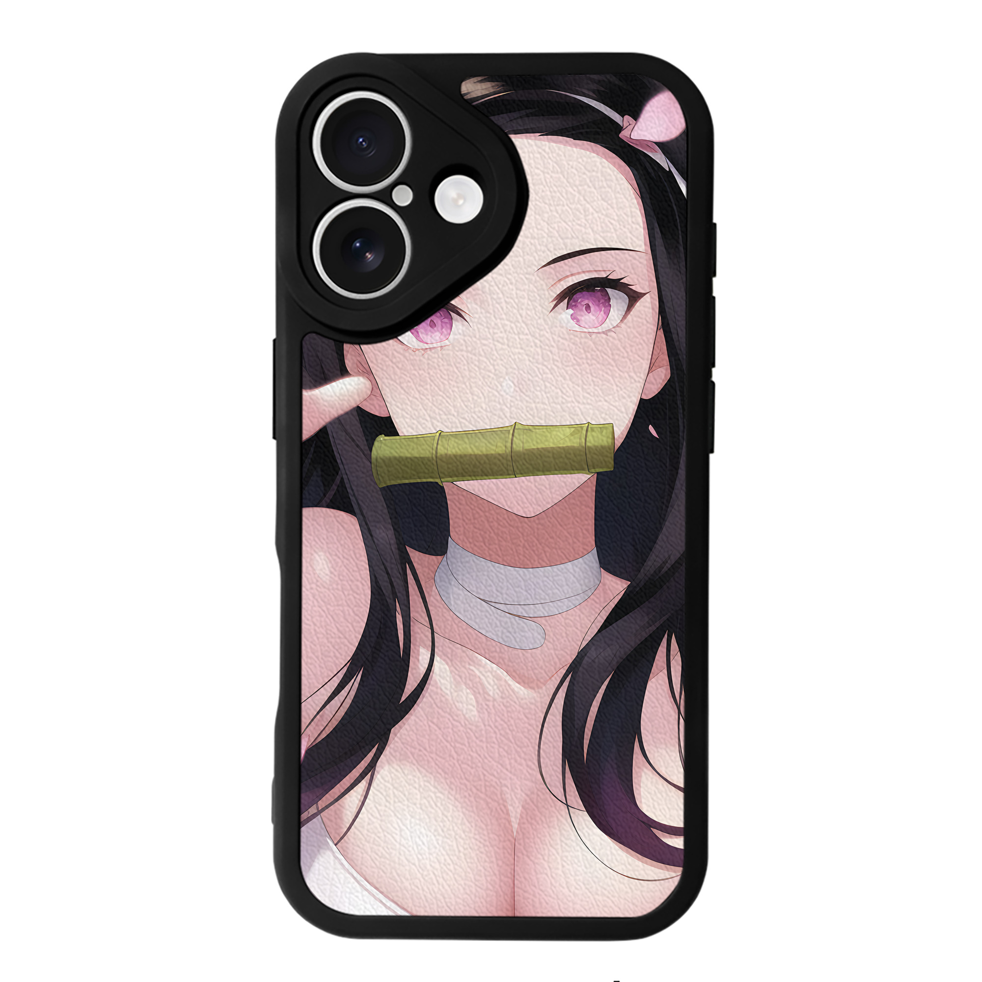 （画像用） 鬼滅の刃（きめつのやいば）竈門 禰󠄀豆子／かまど ねずこ Kamado Nezuko 【iPhone 16シリーズ対応】シリコンスマホケース（レザー調） 材質：シリコン
